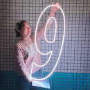 Axyaa 76cm Large Number Neon Sign Stand Up Transparent Dimmable Letter Light