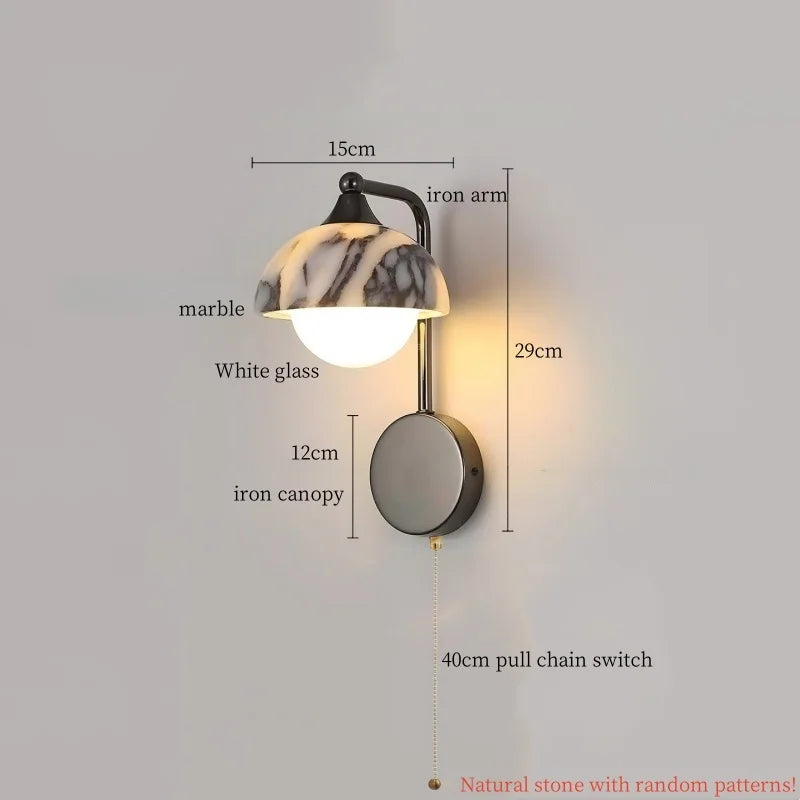 Axyaa Nordic LED Wall Sconce Marble Iron Modern Interior Lighting