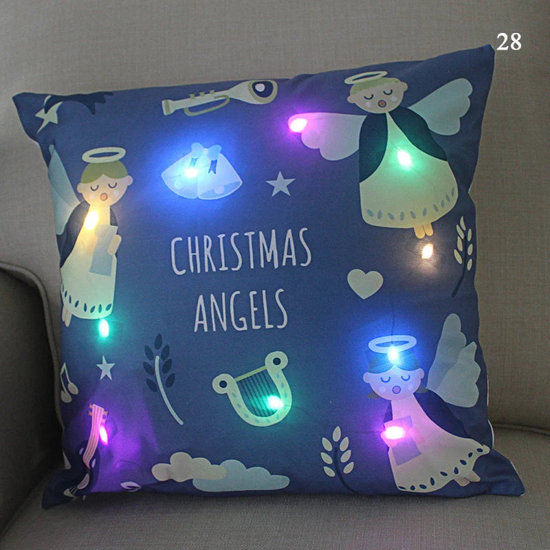 Axyaa LED Santa Claus Cushion Cover: Festive Light-Up Pillowcase for Home Decor