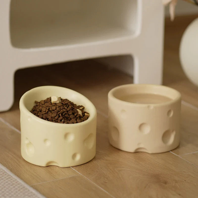Axya Cheese Shapes Cartoon Bowl for Pets - Food and Water Basin for Dogs and Cats
