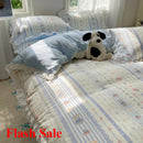 Axyaa Floral Leaf Queen Duvet Set - 4Pc Luxury Washed Cotton Bedding