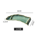Axyaa 12-Inch Kiln Glaze Sushi Plate: Japanese Ceramic Tableware for Sushi and Cold Dishes