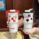 Axyaa Stainless Steel Double Drinking Thermos Vacuum Tumbler with Straw Cup