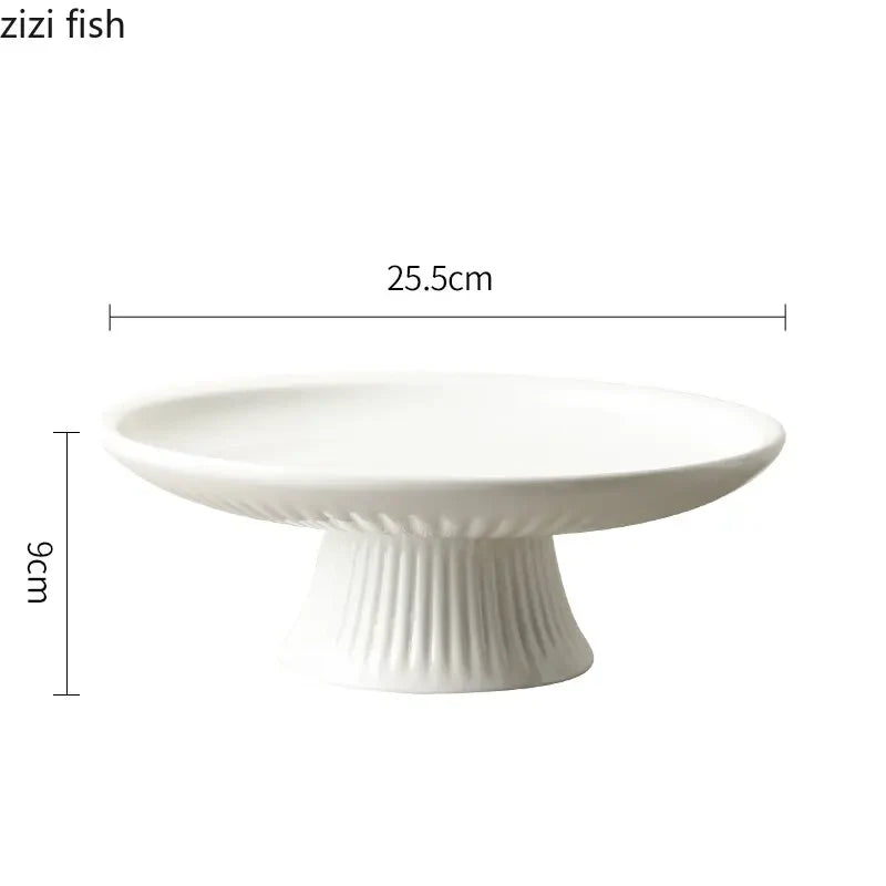 Axya Ceramic High Foot Fruit Tray Dessert Plate Kitchen Accessories