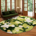 Floral Green Carpet by Axyaa - Soft Plush Rug for Bedroom or Living Room