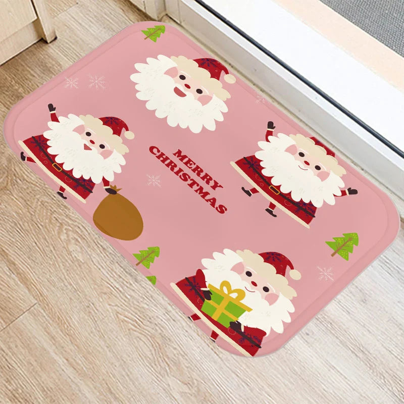 Axyaa Santa Elk Welcome Mat for Home, Kitchen, Bathroom Floor Decor