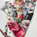 Axyaa Christmas Cat Window Clings, Double-Sided Static Stickers, Cute New Year Decor