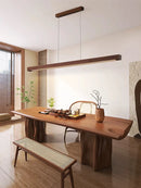 Axyaa Modern Walnut Wood Bar Pendant Lights - Adjustable Height Hanging Light