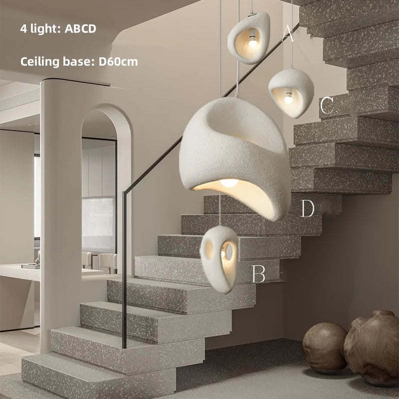 Axyaa White Irregular LED Pendant Chandelier for Home Decor & Bar