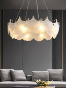 Axyaa Circle Glass Chandelier LED Pendant Lights for Living & Dining Room