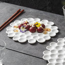 Axyaa White Ceramic Honeycomb Plate for Desserts, Snacks, Sushi & Molecular Cuisine