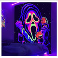 Axyaa Glowing Mushroom Tapestry: UV Light Psychedelic Home Decor & Tarot Art