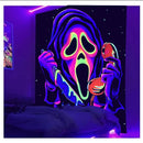 Axyaa Glowing Mushroom Tapestry: UV Light Psychedelic Home Decor & Tarot Art
