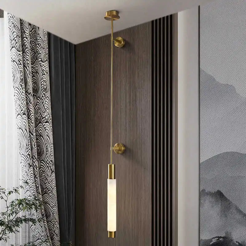 Axyaa White Marble Copper Sconce Light for Hotel Hall Room