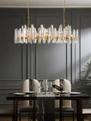 Axyaa Crystal Brass Chandelier with E14 LED Dimming for Living Room