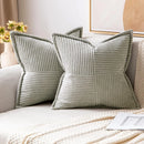 Axyaa Boho Grey Corduroy Throw Pillow Cover - Soft Cozy Cushion for Home Decor