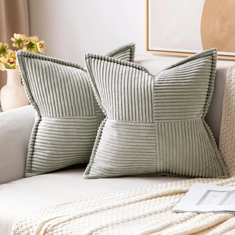 Luxury Cream White Corduroy Cushion Cover 45x45 - Axyaa Signature Collection