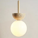 Axyaa Stone Wood LED Chandelier | Cream Style Bedside Lamp | Medieval Restaurant Bar Light