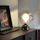 Axyaa Gray Glass Table Light Metal Base G9 Bulb - Modern Small Lamp for Bedroom & Living Room