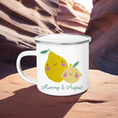 Axyaa Personalized Lemon Pear Enamel Cups with Custom Name for Family Decor & Gifts