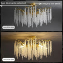 Axyaa Gold Crystal Ceiling Chandelier for Bedroom Living Room Dining Hallway