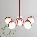 Axyaa Nordic Magic Bean Pendant Light, Red Cream Chandelier for Living, Bedroom, Dining