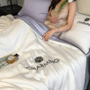 Axyaa Luxury Embroidery Summer Blanket - Lightweight Cooling Quilt - Soft Skin-friendly Comforter