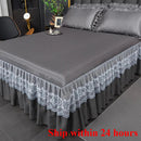 Axyaa Ice Silk Cool Bed Skirt Set - Solid Color, Summer Mat, Machine Wash, 3-Piece
