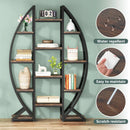 Axyaa 5 Tier Oval Bookshelf, Industrial Triple Wide Etagere for Living Room
