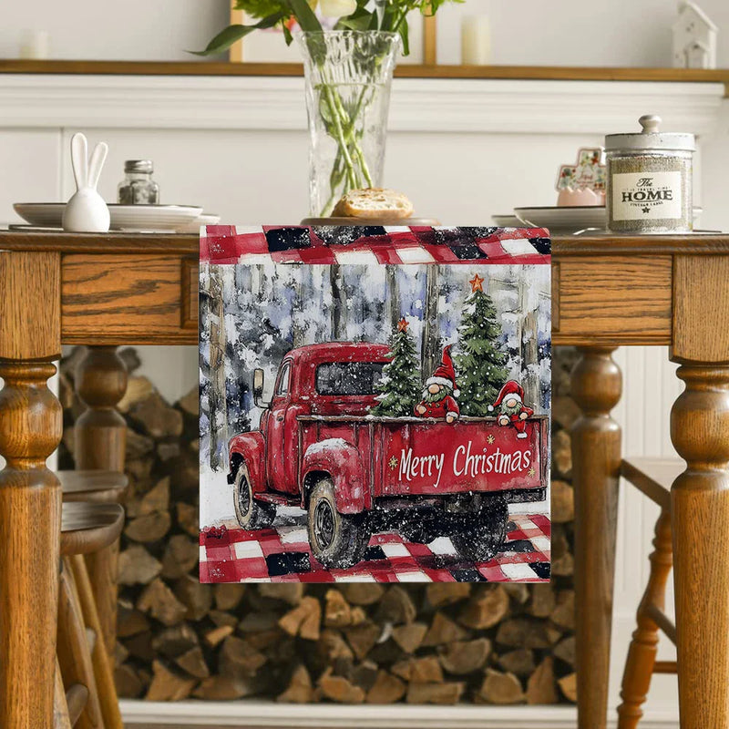 Axyaa Christmas Picard Dwarf Tree Table Runner for Festive Decor