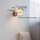 Axyaa Rotatable Walnut LED Wall Sconce White Glass Bedside Lamp