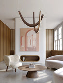 Axyaa Modern U-shaped Wooden LED Pendant Light for Kitchen, Dining, and Living Room