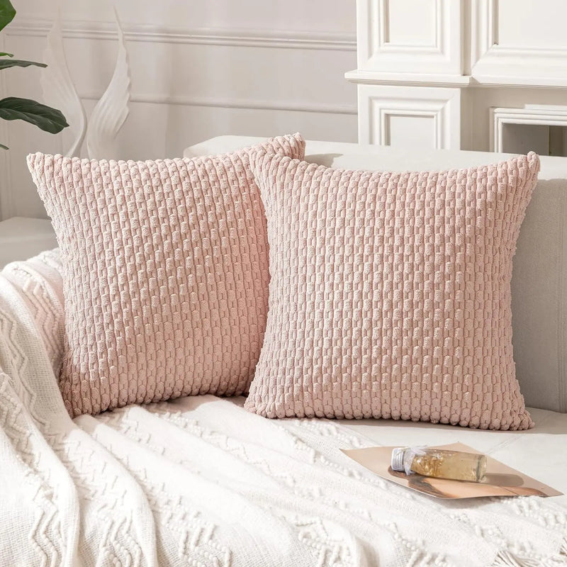 Axyaa Soft Striped Cushion Covers 20x20 Inch for Living Room Decor
