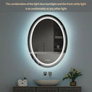 Axyaa Oval LED Bathroom Mirror: 600x800mm RGB Backlit, Dimmable, Anti-fog with Memory