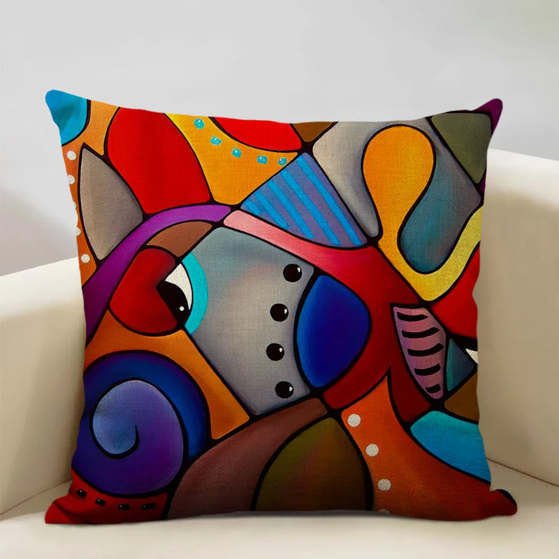 Nordic Style Abstract Painting Girl Cushion Cover by Axyaa