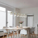 Axyaa Cream Style Chandelier: U-shaped Green LED Pendant Lamp for Living & Dining Areas