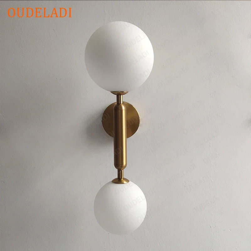 Axya Modern Golden Glass Wall Lamp Round Ball Sconce - 2 G4 Bulbs