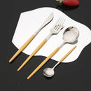 Axyaa Purple Silver Stainless Steel Cutlery Set - 24 Pcs Flatware Dinnerware Tableware Set