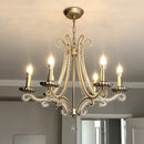 Axyaa Crystal Chandelier: French-style Silver LED Pendant Light, Retro E14 Bar Lamp