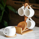 Axya Bamboo Coffee Cup Set: 4-Piece Creative Mug and Saucer with Stand