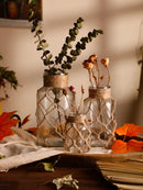 Rustic Glass Vase with Hemp Rope - Axyaa Boho Home Decor Bottle