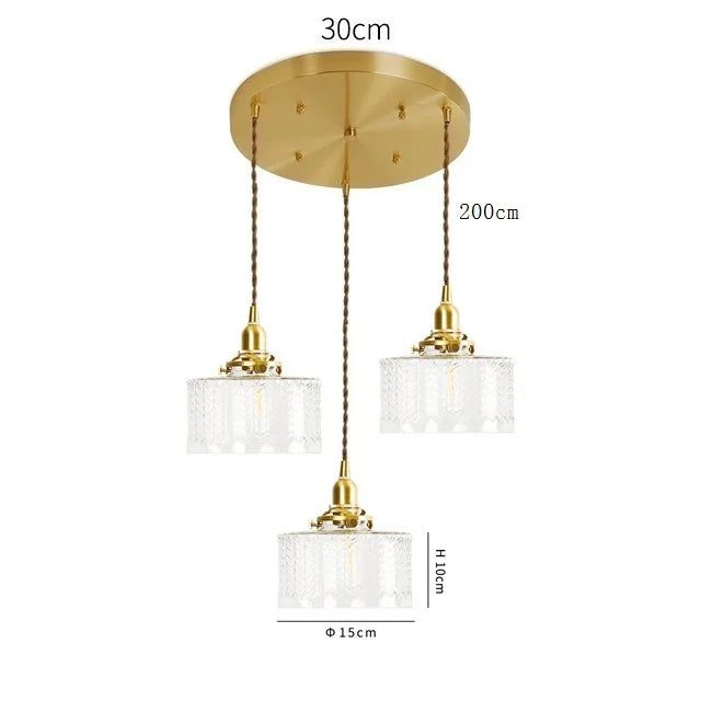 Axyaa Clear Glass LED Pendant Light: Nordic Style Copper Hanging Lamp