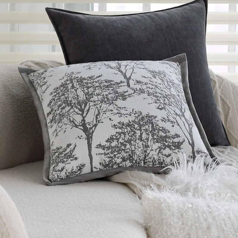 Axyaa Soft Jacquard Gray Pillow Cover 45x45 Nordic Style Cozy Decor Case