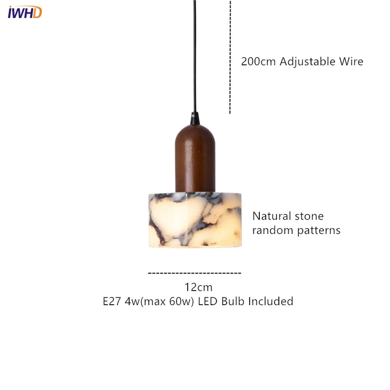 Axyaa 12cm Stone LED Pendant Lamp for Home Decor Living Dining Room