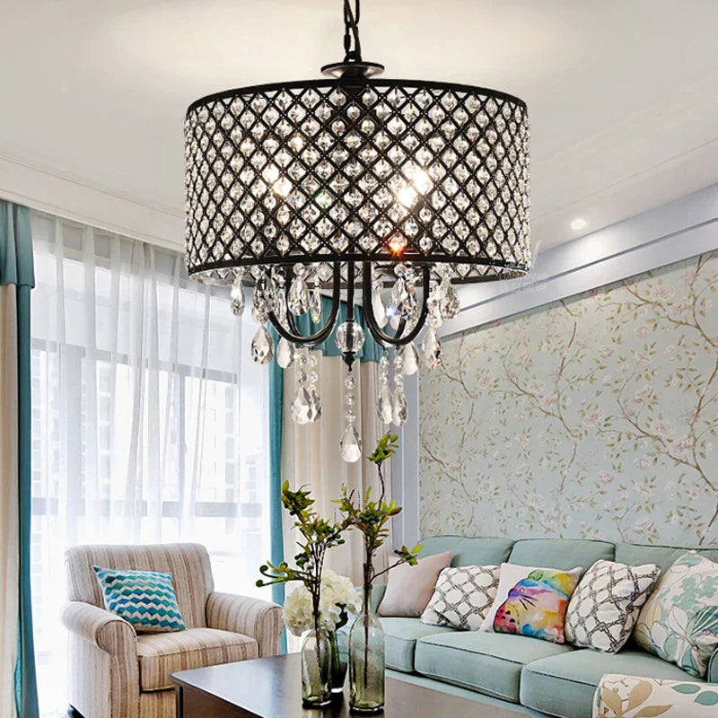 Axyaa Crystal Ceiling Chandelier: Elegant Iron Art Pendant Light for Home Décor