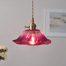 Axya Flower Glass Pendant Light with Tricolored E27 Bulb for Modern Decor