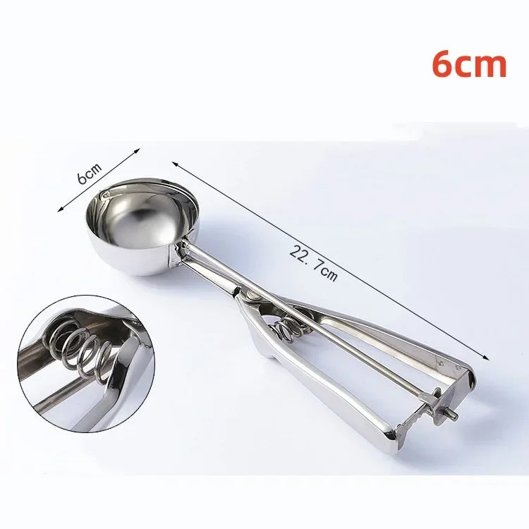 Axyaa Stainless Steel Ice Cream Spoon with Spring Handle and Watermelon Ball Spoon