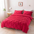 Axyaa 3D Pinch Pleated Duvet Cover Set 240x220 Solid King Queen Size Bedding Pillowcases