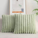 Axyaa Faux Rabbit Fur Cushion Cover | Soft Striped Pillowcase for Sofa Decor