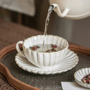Axyaa Ceramic Petal Flower Coffee Cup, Underglaze Color, Latte Cup